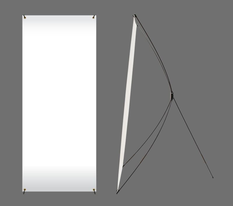 X Banner Display Stand 24 x 63in (60 cm x 160 cm)-Black Non-Adjustable